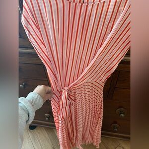 Mango - MNG Suit - Red, Pink and White Striped Midi Dress - Size 4